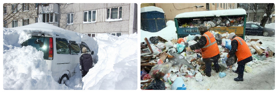 Сахалинцы жалуются на несвоевременный вывоз мусора и снега